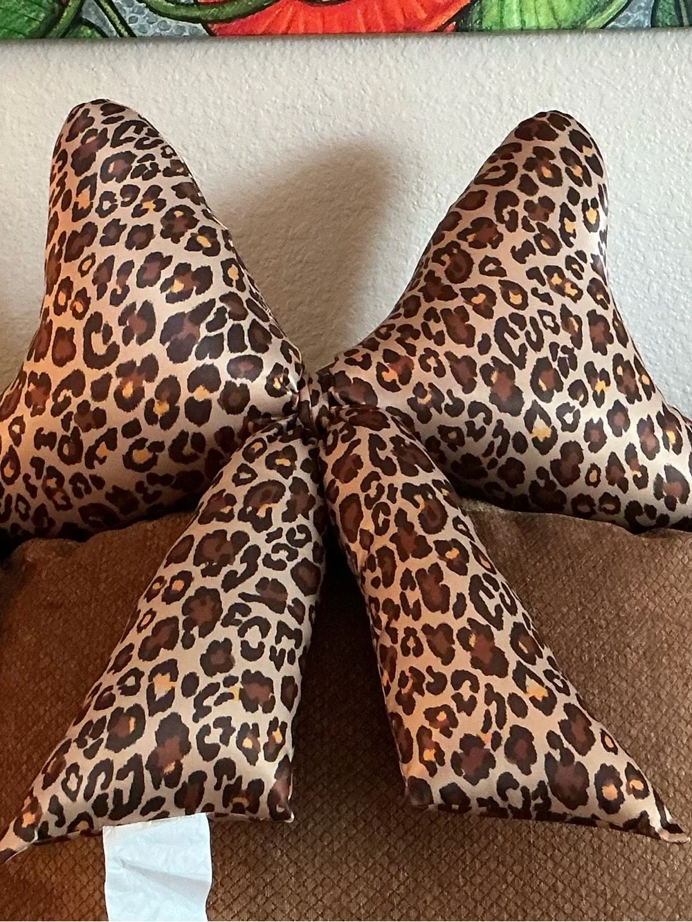 Truly Lou Large Leopard Print Bow Shaped Accent Pillow